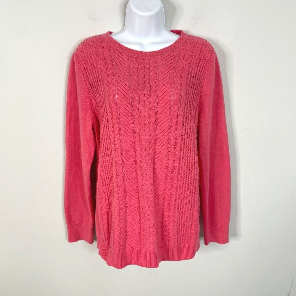 Talbots Cable Knit Sweater Size L Pink Wool Blend Feminine Dainty Capsule Preppy - Picture 1 of 11